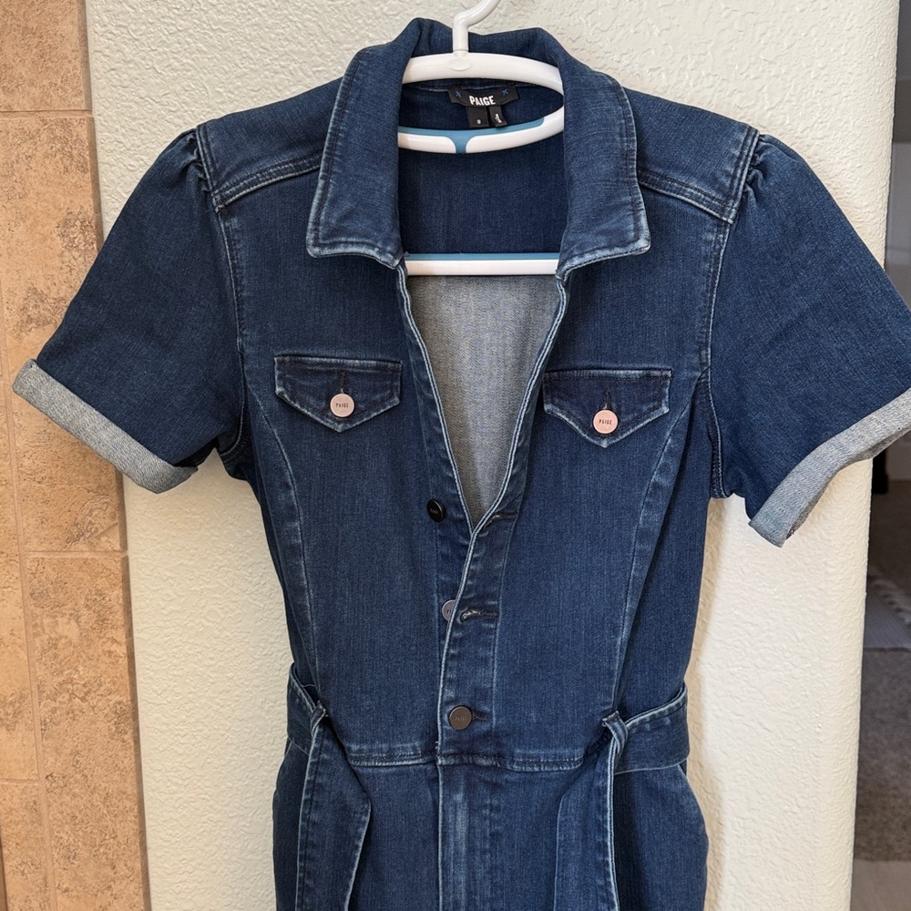 PAIGE Blue Denim Jumpsuit - Picture 4 of 16
